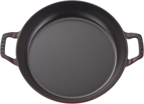 Staub Cast Iron Braiser, Dutch Oven, 3.5-Quart, Serves 3-4, Made in France, Cherry3