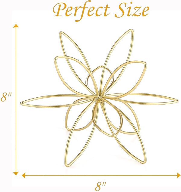 8" Gold Decorative Sphere, Metal Floral Tabletop Sculpture, Abstract Tabletop Decorative Ball for Home Metal Sphere Decor6