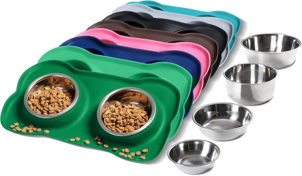 Hubulk Pet Dog Bowls 2 Stainless Steel Dog Bowl with No Spill Non-Skid Silicone Mat + Pet Food Scoop Water and Food Feeder Bowls for Feeding Small Medium Large Dogs Cats Puppies (S, Pink)12