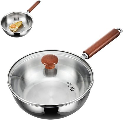 5-Ply Stainless Steel Wok Pan with Lid, Wide & Deep Cookware Stir-Fry Pans, Non-Stick Wok, Scratch-Resistant Pans for Cooking,Compatible with All Cooktops,Wok,8.66In1