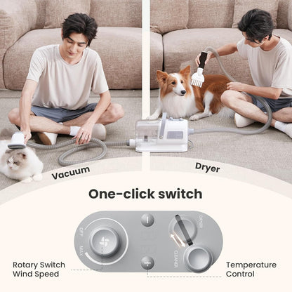 Pecute 7-In-1 Dog Grooming Vacuum & Dryer for Heavy Shedding | 10000Pa Suction, Adj Suction & Temp, Home & Salon Use, 55Db Low Noise, 1.7L Dust Cup, Reduces Flying Hair, Easy Cleanup4