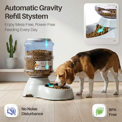 Flexzion Gravity Pet Feeder, Dog and Cat Food Dispenser, 1-Gallon Capacity | Self-Replenishing Dry Food Station with Non-Skid Feet and a Carry Handle; Holds Approximately 4-6 Lb of Kibble.4