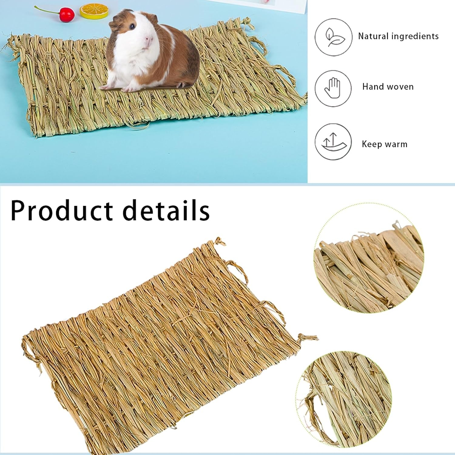 pinvnby-6-pack-rabbit-grass-mat-bunny-natural-straw-woven-bed-small-animal-cages-hay-nest-sleeping-chewing-nesting-and-toys-for-rabbits-guinea-pig-hamster-hedgehog-and-squirrel-bed-mat