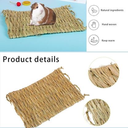 PINVNBY 6 Pack Rabbit Grass Mat,Bunny Natural Straw Woven Bed,Small Animal Cages Hay Nest Sleeping,Chewing,Nesting and Toys for Rabbits Guinea Pig Hamster Hedgehog and Squirrel Bed Mat5
