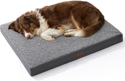 Bedsure Washable Dog Beds Large Sized Dog with Comfy Sherpa, 36X27In Grey | Orthopedic Egg Crate Foam,Comfort Support Flat Rectangle Pet Mat,Non-Slip Bottom,Removable Cover,For Large Breed up to 55 Lbs51
