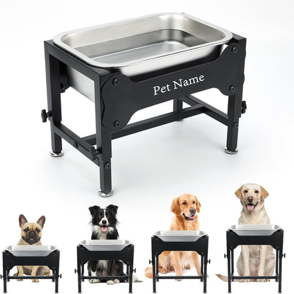 3 Gallon Elevated Dog Water Bowl, Raised Stand for Large Dogs | 4 Adjustable Heights, 9.65-15.16 in Stand, 3 Gallon Bowl, 14 X 10.6 X 5.9 in Size, Indoor Outdoor Use, Easy to Clean9