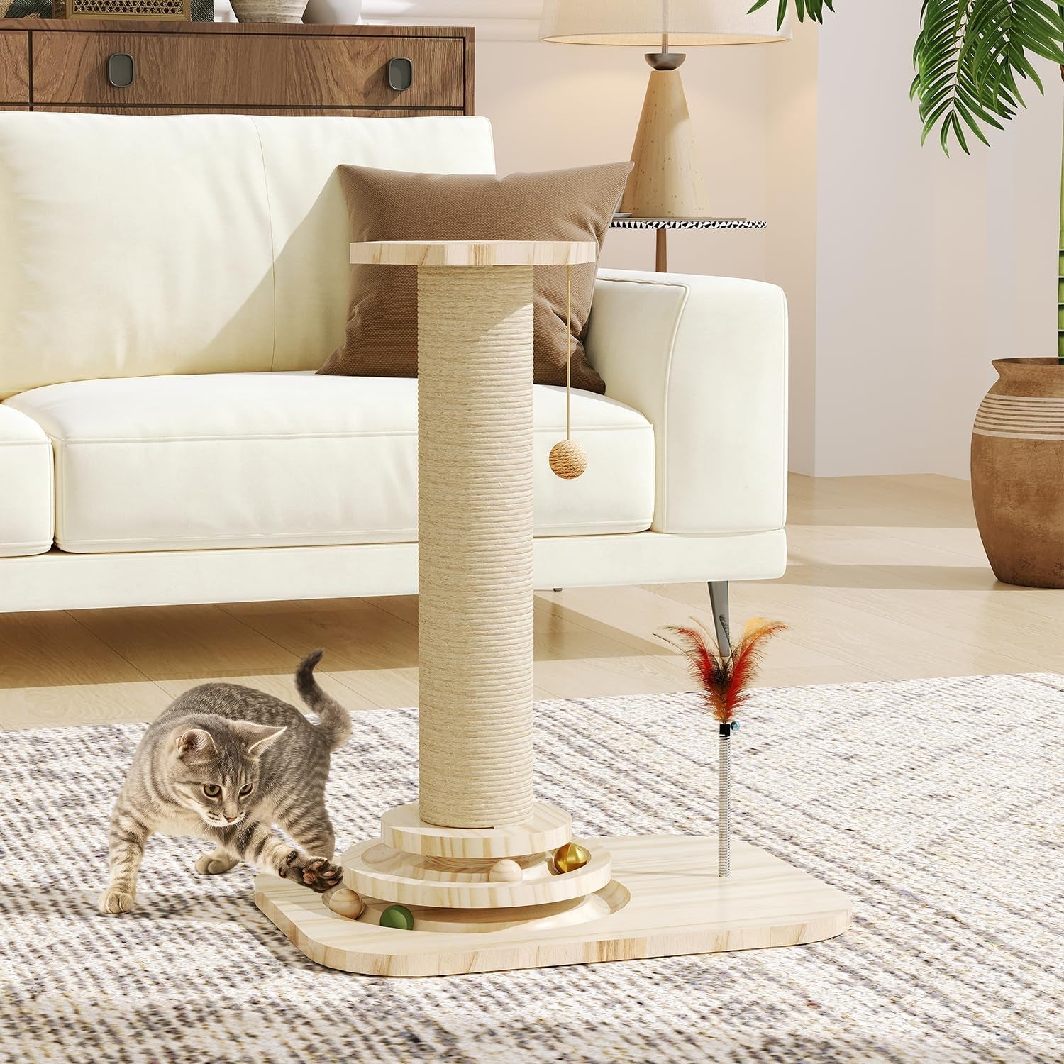 cat-scratching-post-small-scratching-post-with-vertical-scratcher-and-tracking-interactive-ball-for-kittens