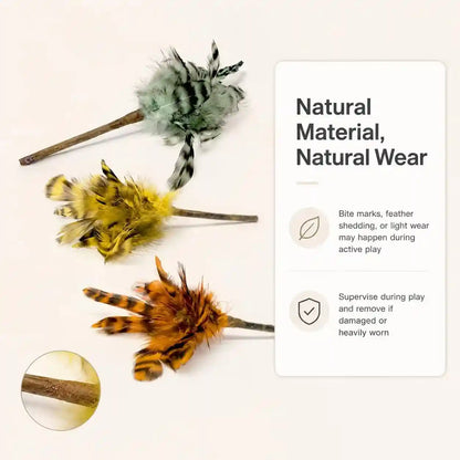 Silvervine Feather Cat Toys, 3 Pack Natural Matatabi Chew Toys for Indoor Cats, 8" Handmade Cat Toy for Chewing & Independent Play, Quiet Indoor Floor Play7