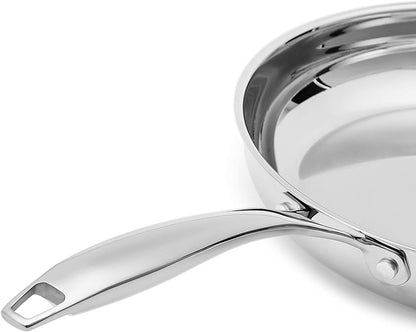 Stainless Steel Frying Pan Set, Induction Compatible Skillet, Oven Safe, Heat Distributes Evenly, 8-Inch & 10-Inch, 2-Piece2