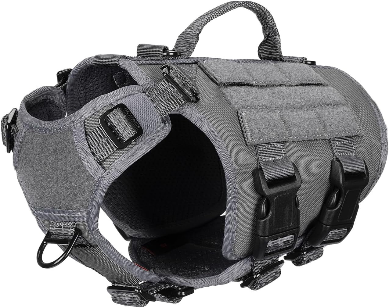 icefang-no-pull-tactical-dog-harness-for-large-dogs-adjustable-dog-vest-control-handle-molle-panel-front-hook-3-leash-clips-soft-padded-for-walking-training-pink-large
