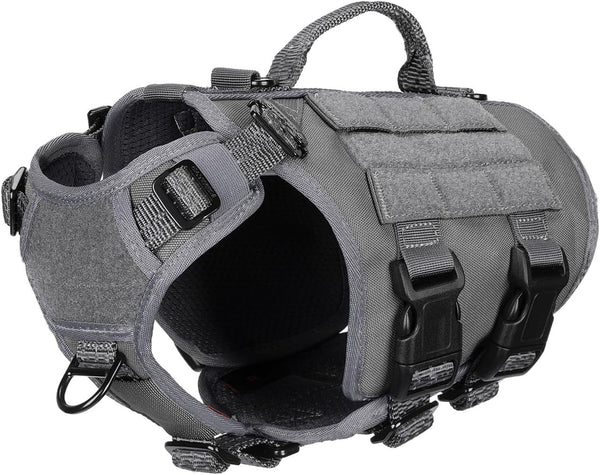ICEFANG No Pull Tactical Dog Harness for Large Dogs,Adjustable Dog Vest | Control Handle,Molle Panel,Front Hook,3 Leash Clips,Soft Padded,For Walking Training,Pink,Large11