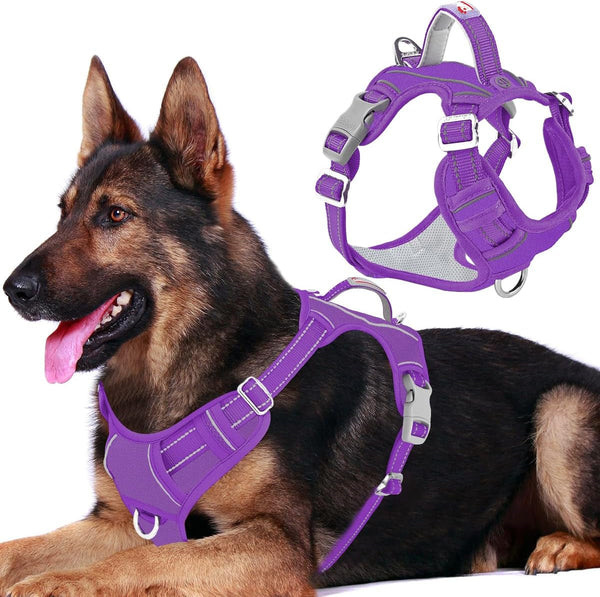 BARKBAY Dog Harness No Pull with ID Tag Pocket - Heavy Duty, Reflective, Easy Control for Large Dogs(Blue,L)42