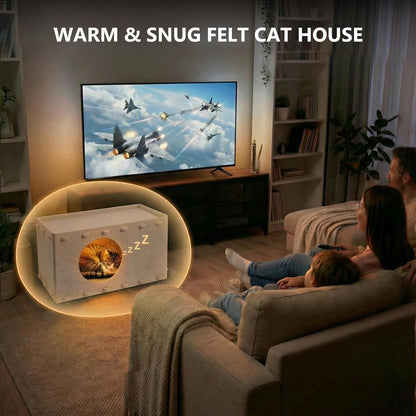 Cat House for Indoor Cats, Scratch Resistance Cat Cave Bed, Felt Peekaboo Cat Hideaway for Large & Multiple Cats up to 22Lbs, Cream6
