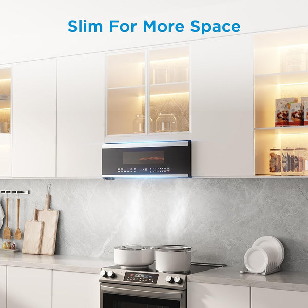 Midea over the Range Microwave Oven, 1.2 Cu.Ft, 1000W, Stainless Steel | Slim Low Profile Microwave, Sensor Cook, 400 CFM Vent Fan, Voice Control, Smarthome Compatible2