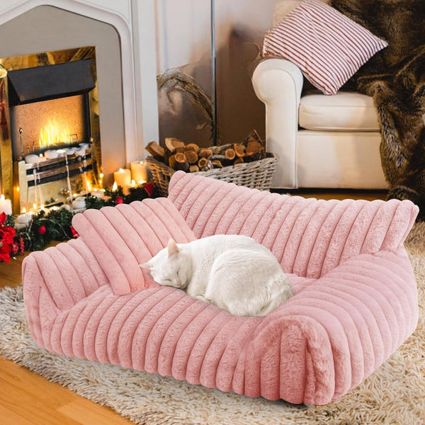Cute Cat Couch Bed for Indoor Cats, Dog Beds for Small Dogs Couch, S, Grey | Dog Couch Bed with Removable Washable Cover,Cute Fluffy Pet Sofa Cat Couch Bed,Washable Dog Bed Medium Large Size Dog12
