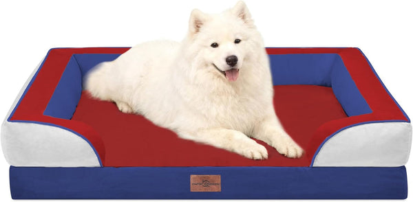 Comfort Expression Orthopedic Dog Bed for Extra Large Dogs with Bolster | Waterproof Dog Couch Bed with Washable Cover & Non-Slip Bottom, Supportive Egg Crate Foam XL Pet Bed, 42X30 Inch122