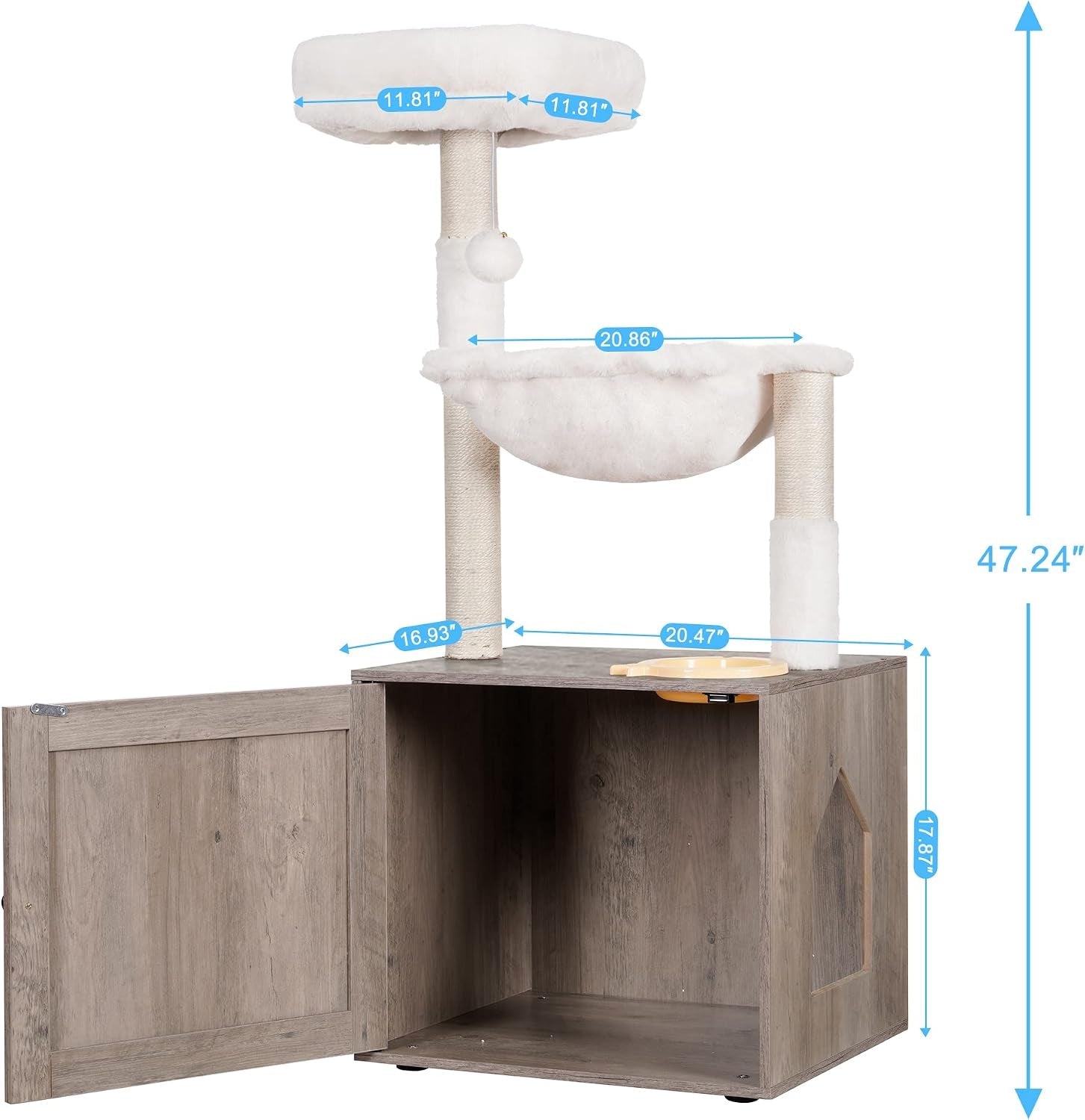 hey-brother-cat-tree-tower-litter-box-enclosure-food-station-mpj100sg-47-24-inches-wooden-all-in-one-cat-house-large-hammock-bed-scratching-posts-modern-style-for-indoor-cats-rustic-gray