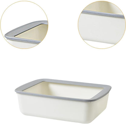 Open Top Pet Litter Tray, Easy Clean Cat Litter Box with Splash Guard, 16.14X12.20X4.92 Inch Indoor Cat Sand Box Toilet Basin- White5