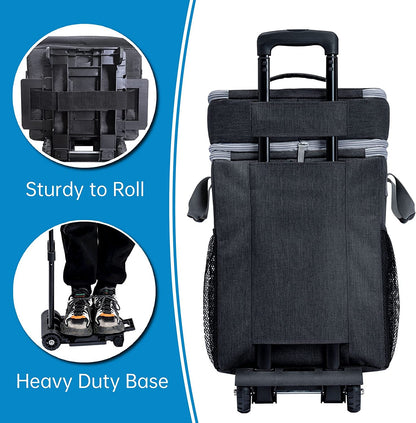Collapsible Cooler with Wheels, Rolling Cooler Bag for Beach Travel | Two-Layer Large Capacity, Leakproof Food-Grade EVA Liner, Insulated Soft Sided Rolling Coolers, Ice Chest with Wheels5