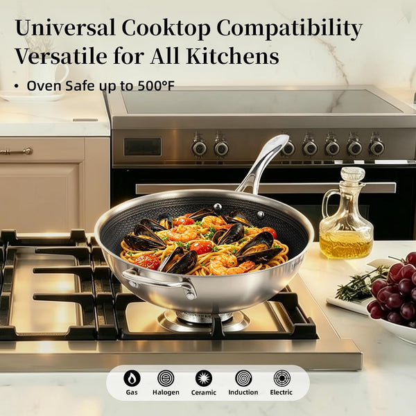 12" Hybrid Ceramic Nonstick Wok for Home Daily Cooking | Scratch-Resistant,Stay-Cool Handle,Dishwasher Oven Safe, Induction Ready, PFOA Free Compatible with All Cooktops7