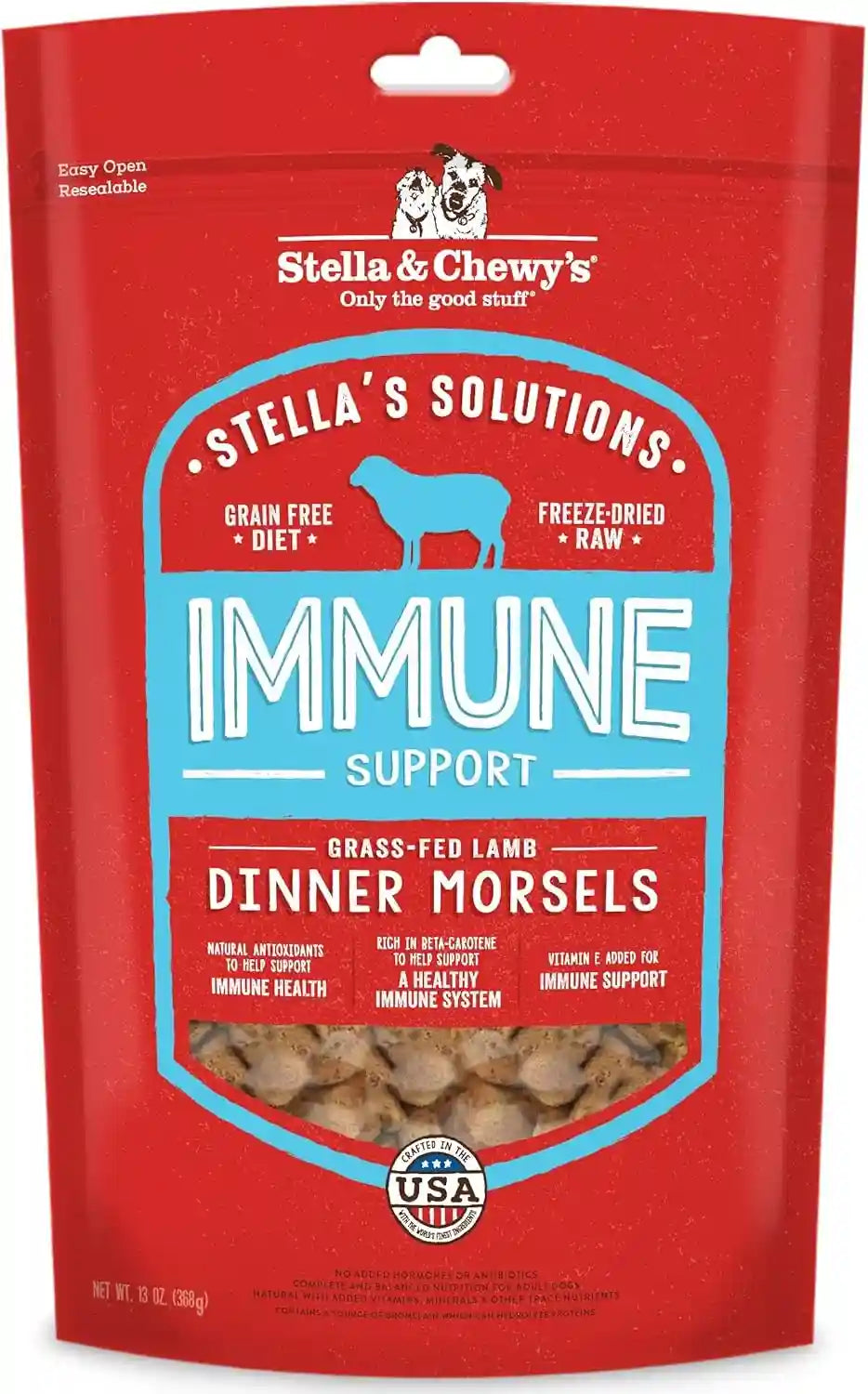 stella-chewys-stella-s-solutions-skin-coat-boost-grass-fed-lamb-wild-caught-salmon-dinner-morsels-freeze-dried-raw-protein-rich-grain-free-dog-food-4-25-oz-bag