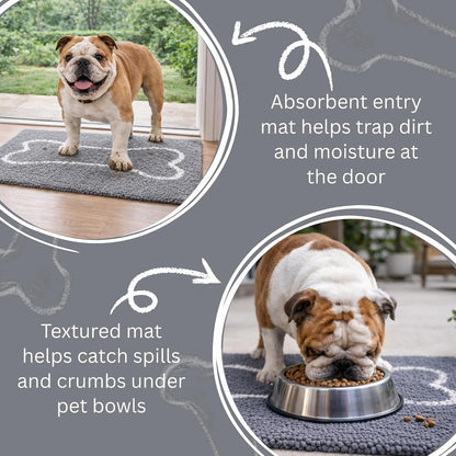 Soggy Doggy Slopmat Dog Food & Water Mat, Gray, 18X24 | Non-Slip Backing; Traps Kibble, Crumbs & Spills; Kitchen, Laundry Room, Crate-Side Use; Quick-Dry Chenille2