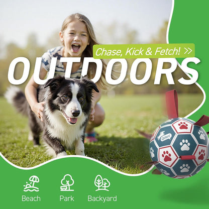 QDAN Dog Balls, 6 Inch Dog Soccer Ball with Straps, Herding Balls for Dogs | Outdoor Dog Toys Balls for 20-40 Lb Dogs, Puppy Ball to Keep Them Busy, Dog Pool Water Play Toy, Puppy Birthday Gifts7