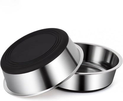 Dog Bowls Durable Non-Slip Stainless Steel Dog Bowls 2-Pack Holds 3 Cups | Basic Bowls for Dogs with Rubber Base for Dry Food, Wet Food and Water1
