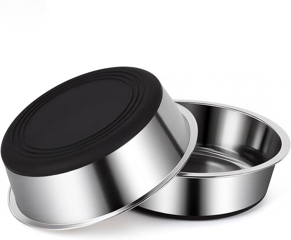 Dog Bowls Durable Non-Slip Stainless Steel Dog Bowls 2-Pack Holds 3 Cups | Basic Bowls for Dogs with Rubber Base for Dry Food, Wet Food and Water1