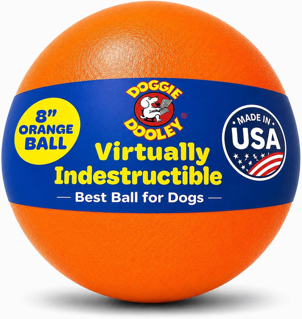 Doggie Dooley Virtually Indestructible Dog Ball - 10 Inch Hard Plastic Interactive Dog Toy for Large Breeds over 45+ Lbs - Built for Herding & Push Play - Floats in Water, Made in USA - Red14
