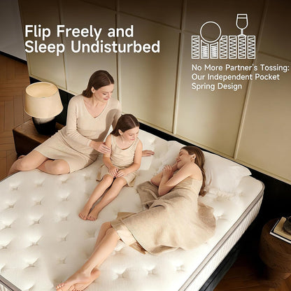 Queen Mattress, 12 Inch Hybrid Queen Mattress in a Box, Memory Foam & Individual Pocket Springs, Medium Firm, Motion Isolation, Ideal for All Sleep Positions, Certipur-Us Certified4
