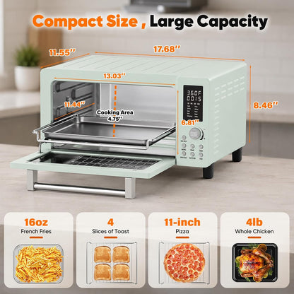Bravo Pro Convection Air Fryer Toaster Oven Combo | 2026 New Improved,10-In-1, 50°-450°F Control, Quick Even Crisp Tech, 21Qt, PFAS Free, Mint Green2