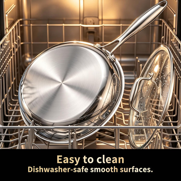 Stainless Steel Cookware Set, Full 5-Ply, 6-Piece | Full-Clad 3Mm 18/10 Stainless Steel, Glass Lids & Steamer, Induction Compatible, Oven Safe up to 800°F8