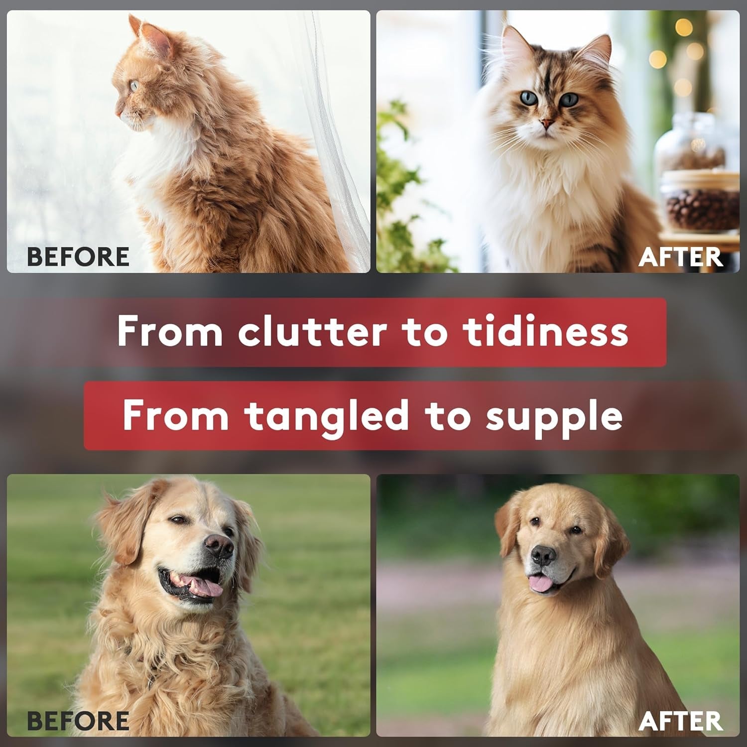 tpotato-deshedding-dog-brush-for-long-haired-dogs-cats-undercoat-shedding-rake-for-dematting-detangling-tangles-matted-fur-and-knots-metal-pet-comb-professional-pet-grooming-supplies-tool-kit-red
