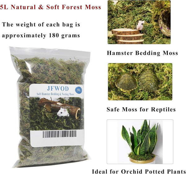 5L Forest Moss for Hamster Syrian Gerbils Bedding, Natural Moss Perfect for Potted Plants, Terrariums, Reptile Tanks and Live Creature Projects2