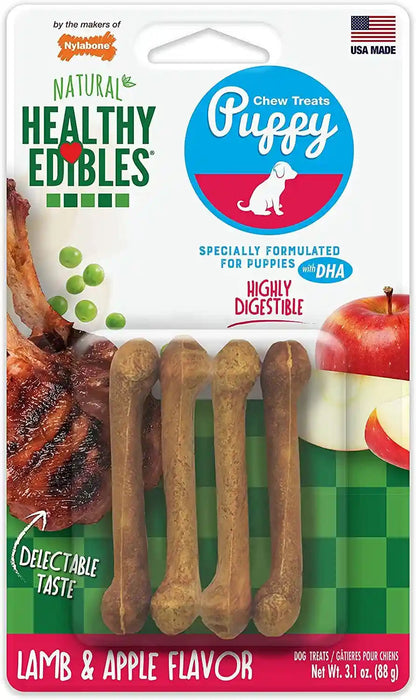 Nylabone Healthy Edibles Natural Puppy Chews Long Lasting Treats for Puppies, Roast Beef/Apple/Bacon Dog Treats, X-Small/Petite (3 Count)12