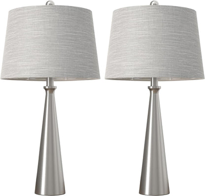 25.75" Modern Table Lamp for Bedroom Set of 2, USB C Port, Silver | Metal Desk Lamp with Gray Linen Shade, Tall Lamps for Living Room, Nightstand, End Tables, Home Office Decor9