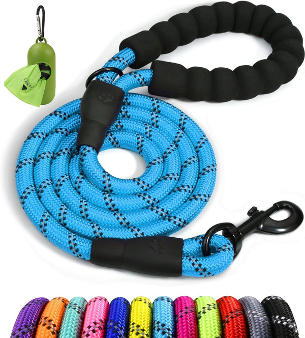 Taglory Rope Dog Leash for Medium Large Dogs, 6 FT Padded Handle, Black | Climbing Rope for Strong Pullers, Reflective for Night Walks and Training, Comfortable Grip, Anti-Tangle Swivel Clip 1/2 Inch7