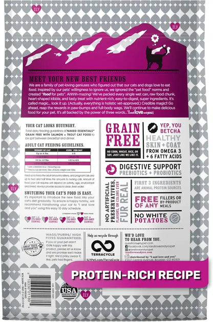 I and Love and You Naked Essentials Dry Cat Food - Salmon + Trout - Grain Free, Real Meat, No Fillers, Prebiotics + Probiotics, 3.4Lb Bag2