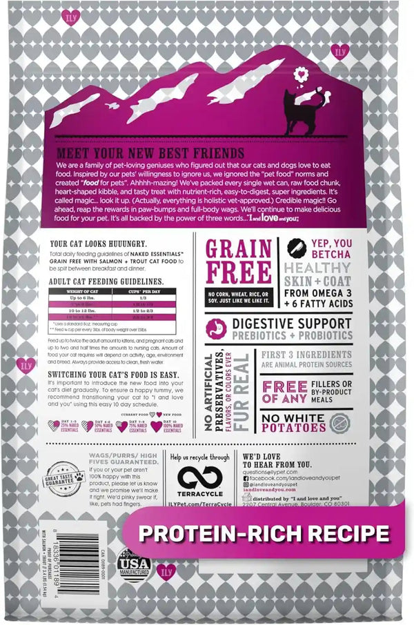 I and Love and You Naked Essentials Dry Cat Food - Salmon + Trout - Grain Free, Real Meat, No Fillers, Prebiotics + Probiotics, 3.4Lb Bag2