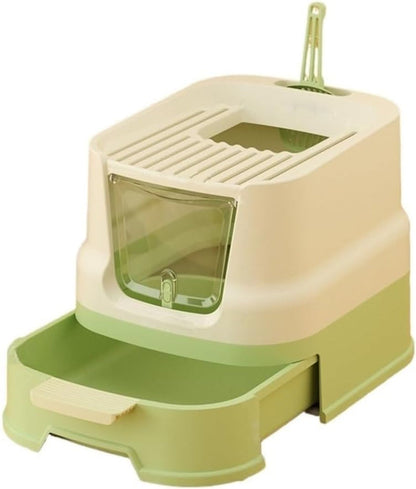 Pet Supplies, Enclosed Top-Entry Cat Litter Box with Lid & Scoop, Large Anti-Splash Drawer Design1
