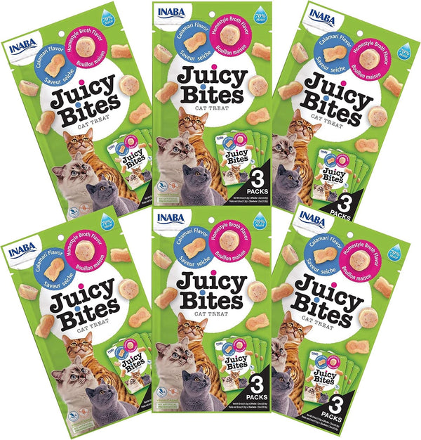 INABA Juicy Bites Chewy Cat Treats, Scallop Crab Flavor, 18Ct | Immune Support, Antioxidant Support, 71% Moisture, 15 Calories, Training Treat, 18 X 0.4 Oz Pouches8