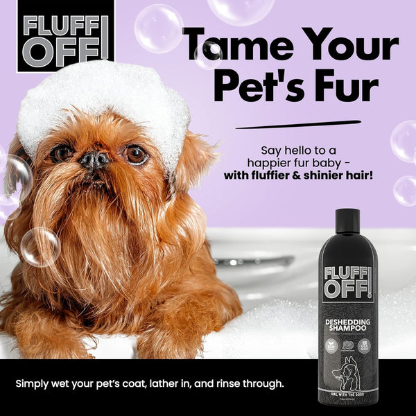 Fluff Off! by Girl with the Dogs, Natural Deshedding Dog & Cat Shampoo, 16 Oz, Made in USA, 8 Wks+3