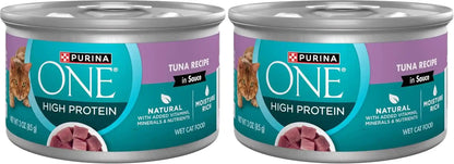 Purina ONE Natural, High Protein Cat Food Variety Pack, Turkey, Chicken and Tuna Recipes - (2 Packs of 12) 3 Oz. Cans16