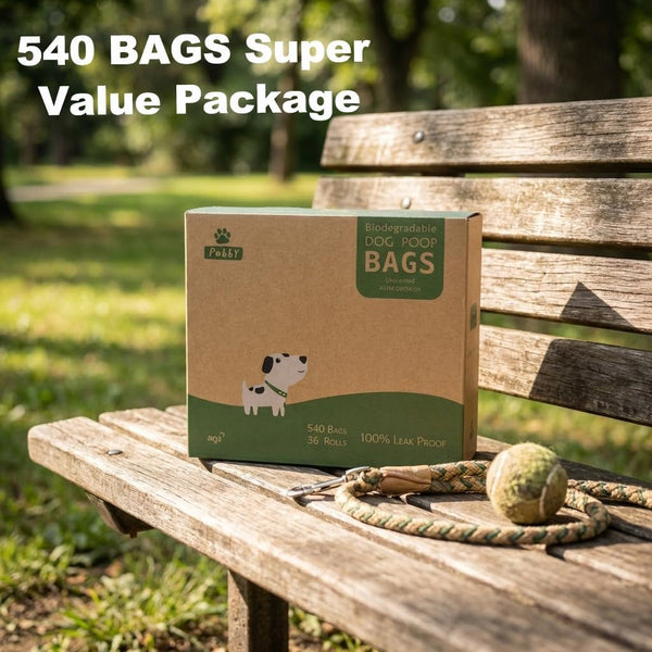 Dog Poop Bags Rolls 540 Count, Unscented Refill Rolls, 9" X 13" Doggie Poop Bags, Dog Waste Bags by Pobby5