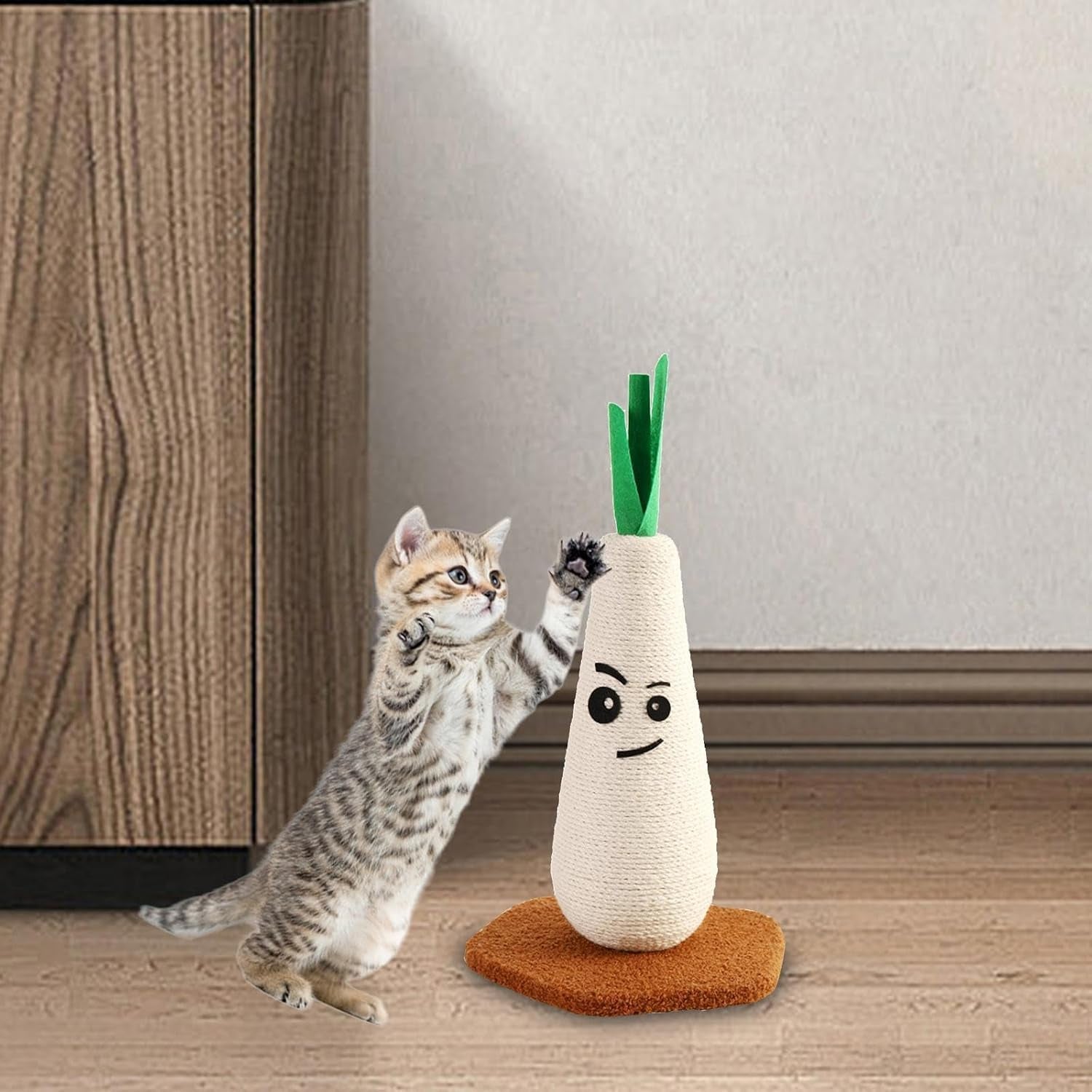post-cute-kitten-cats-tree-scratching-posts-15-tall-scratcher-board-er-for-indoor-cats-kitty-playing-25x25x39cm-white-and-green