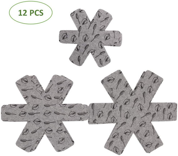 Pot and Pan Protectors for Stacking, 12Pcs & 3 Sizes, Separator Pads | Felt Pan Pot Dividers Protect Cookware, Glassware, Dishes and Cast Iron from Scratches and Chipping in Cabinet and RV Storage9
