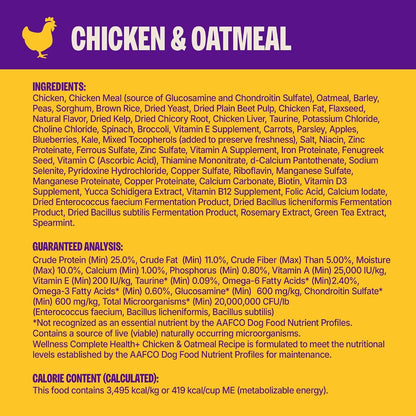 Wellness Complete Health+ Adult Dry Dog Food with Freeze Dried Wellbites, Wholesome Grain Kibble+, Natural, Chicken and Oatmeal Recipe, 4 Lb Bag6