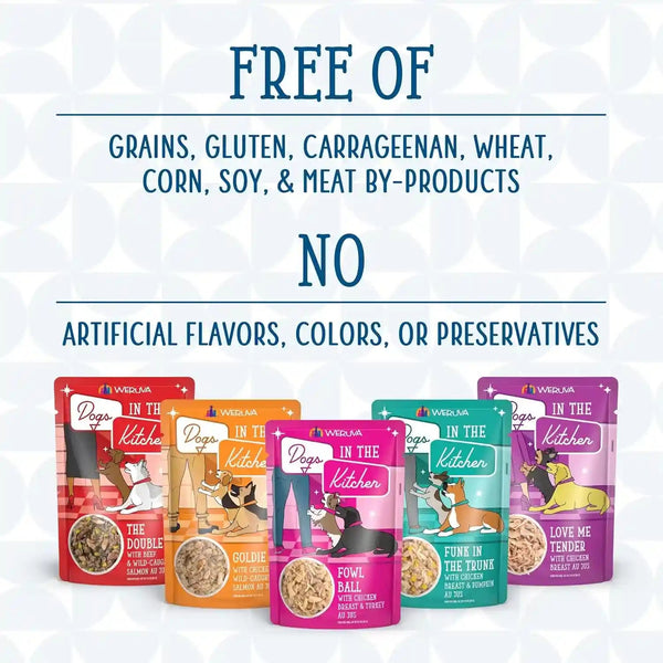 Weruva Dogs in the Kitchen, Variety Pack, Pooch Pouch Party!, Wet Dog Food, 2.8Oz Pouches (Pack of 12)7