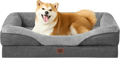 EHEYCIGA Orthopedic XL Dog Bed for Large Sized Dog, 42X30 Inch Extra Large Memory Foam Dog Couch Bed with Sides, Waterproof Liner & Washable Removable Cover, Bolster Pet Sofa, Grey31
